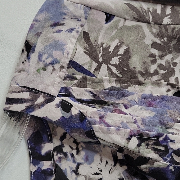 Simply Vera Vera Wang watercolor v-neck blouse convertible sleeves size Small - Picture 2 of 11